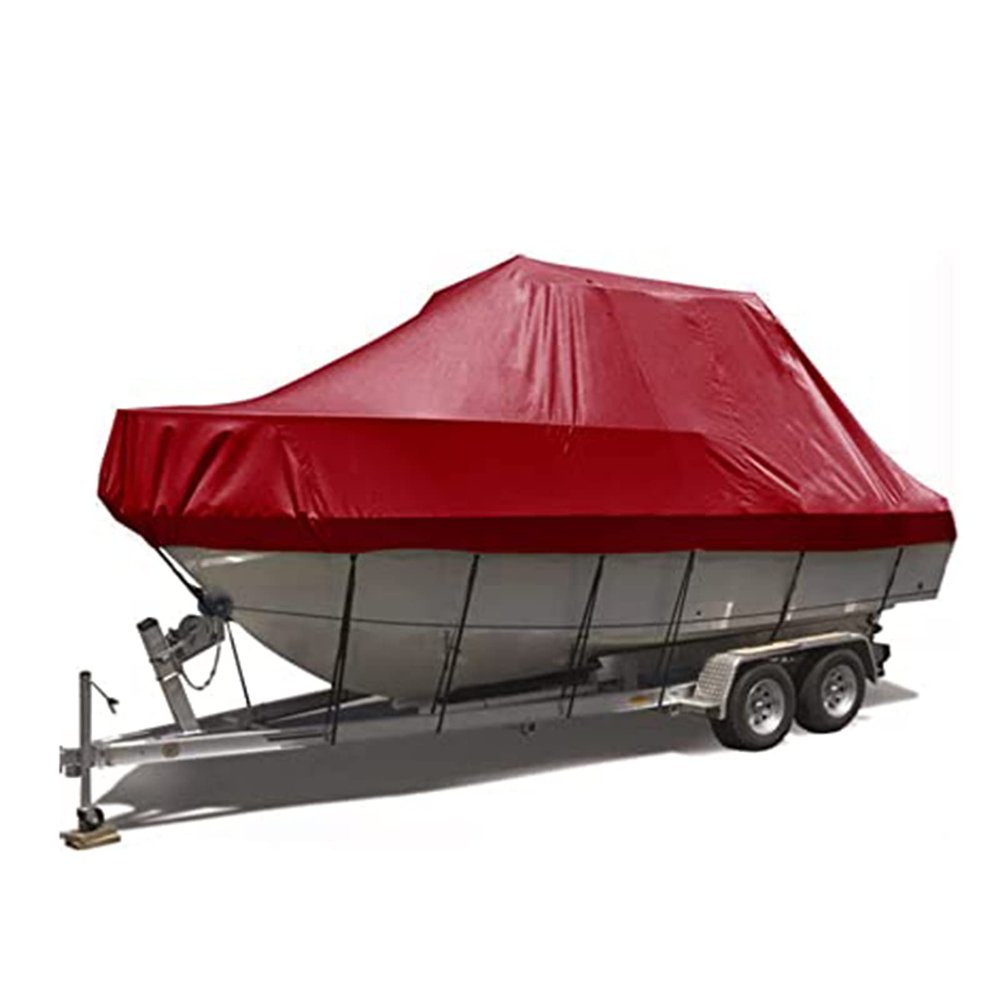 11-27ft Waterproof Boat Cover, 210d Dustproof and Tear-Resistant Multi-Size Boat Cover Fishing Boat Covers All-Weather Outdoor Protection Boat Cover,Red,21~24ft(732cm*300cm)