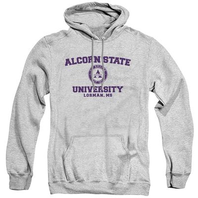 Alcorn State University Official Circle Logo Unisex Adult Pull-Over Hoodie, Alcorn State Braves, Athletic Heather, Small