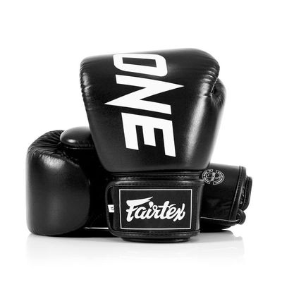 Fairtex BGV1 ONE Muay Thai Boxing Sparring Gloves (Black, 12 oz)