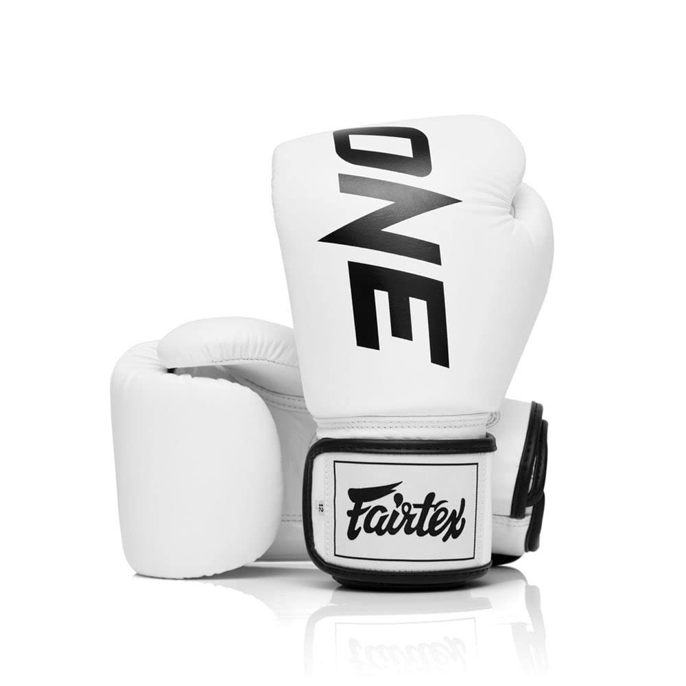 Fairtex BGV1 ONE Muay Thai Boxing Sparring Gloves (White, 16 oz)
