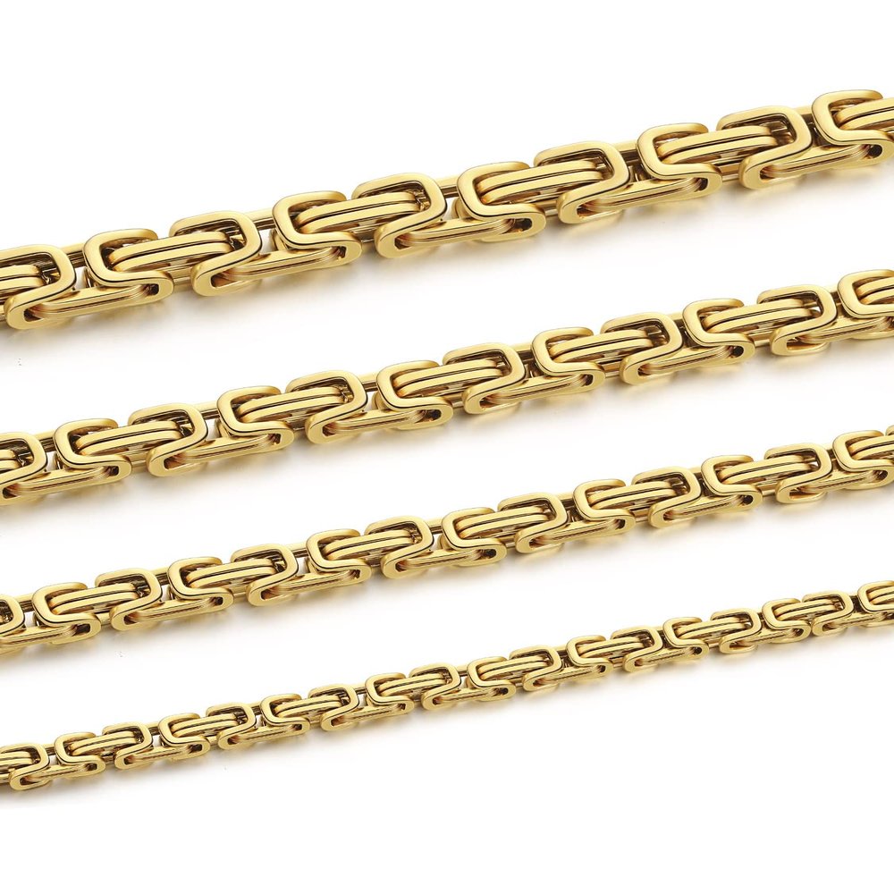 KDFISTEEL Width 4mm/5mm/6mm/8mm, Length 18-30 Inches Men's Stainless Steel Byzantine Chain Necklace