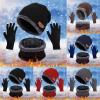 3-Pieces Winter Knitted Sets B-eanie Hat Gloves Scarf Set with Fleece Lined Gift for Women Men Kids view 4