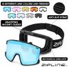 Zipline KLIK Ski Goggles - No Fog Magnetic Lenses, Double Cylindrical Polycarbonate, Adjustable Vent, Magnetic Lens System - Preferred by Pros (Black Frame - Ice Blue - Gray Lens, Black Frame) view 3
