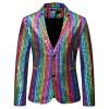 XUNRYAN Mens Sequin Dress Suit Blazer Jacket One Button Party Festival Tuxedo Sport Coat Retro 70s 80s Disco Costume Outfits view 1