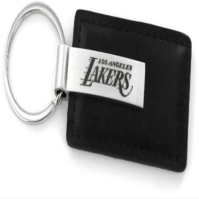 Aminco NBA Los Angeles Lakers Laser Engraved Black Leather Keychain