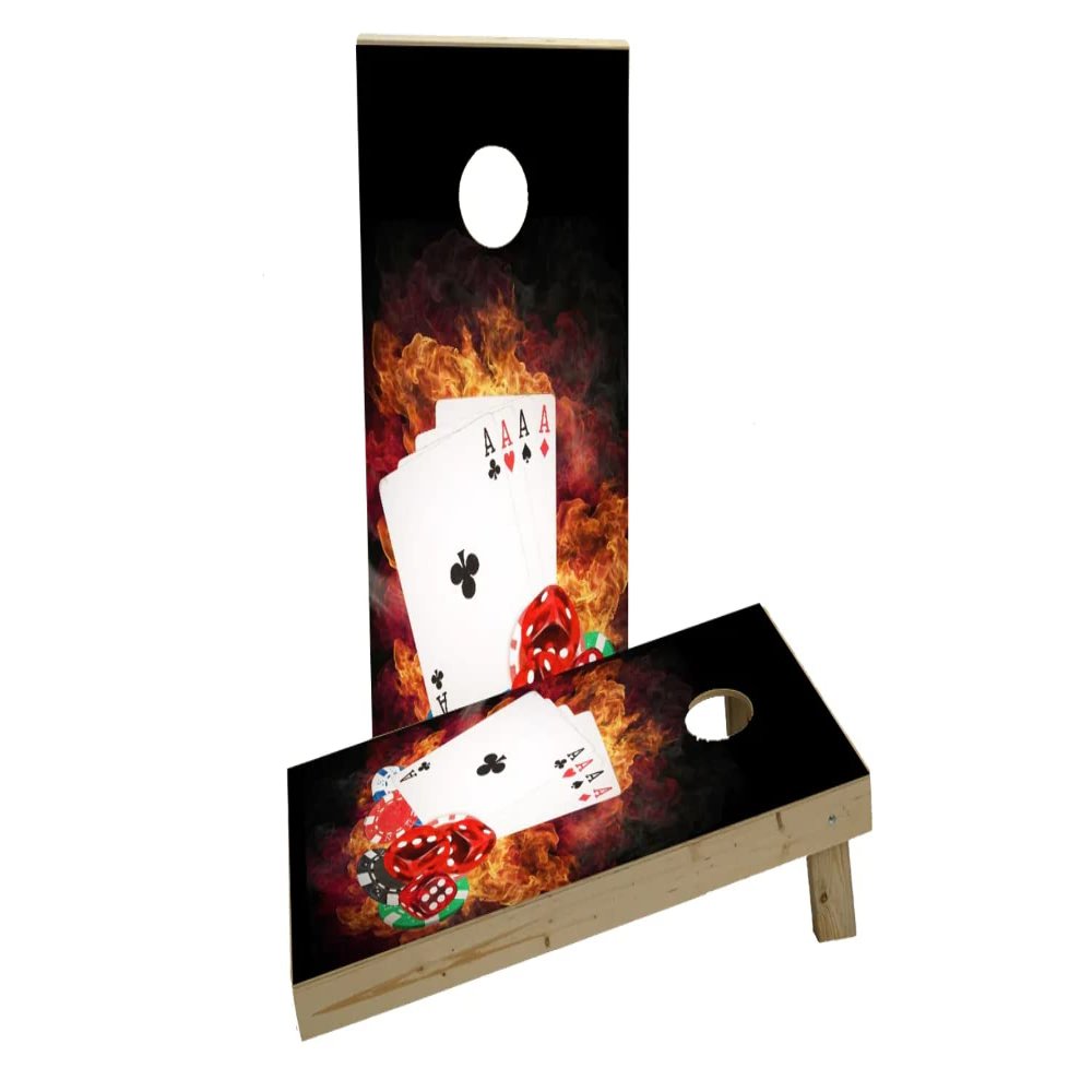 4 Card Stud Poker Custom Cornhole Board Game Set