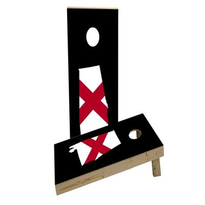 Alabama State Flag Outline (Black Background) Custom Cornhole Board Game Set