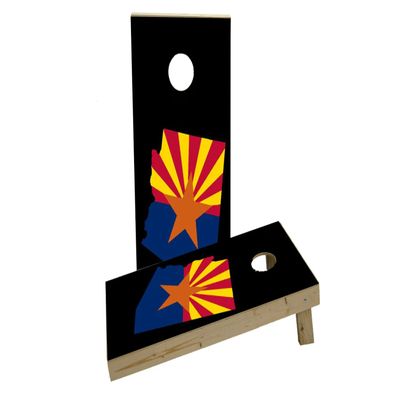 Arizona State Flag Outline (Black Background) Custom Cornhole Board Game Set