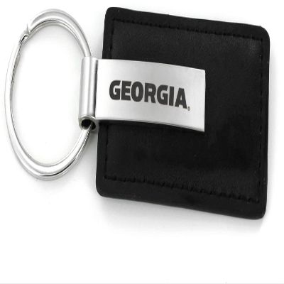 Aminco NCAA Georgia Bulldogs Laser Engraved Black Leather Keychain