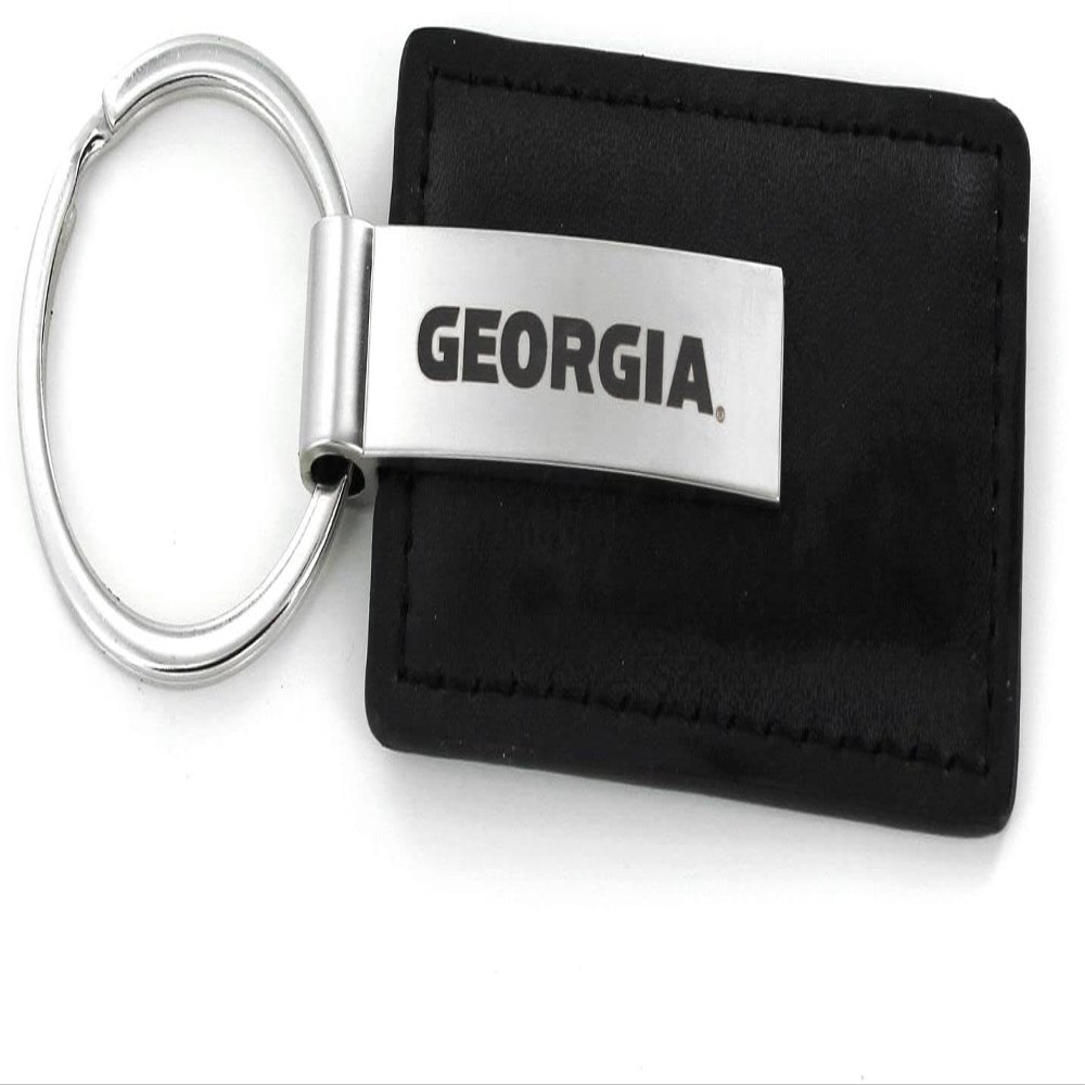 Aminco NCAA Georgia Bulldogs Laser Engraved Black Leather Keychain