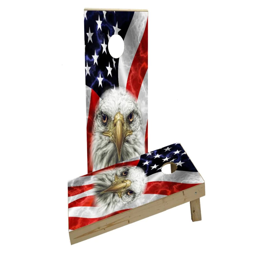 American Flag Bald Eagle Custom Cornhole Board Game Set