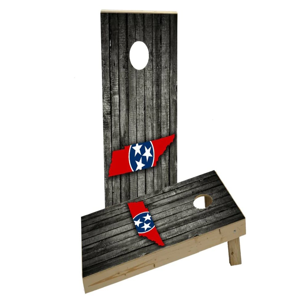 Wood Slate State Flag & Map (Tennessee) Custom Cornhole Board Game Set