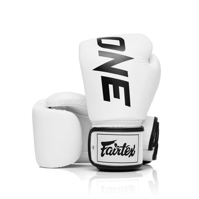 Fairtex BGV1 ONE Muay Thai Boxing Sparring Gloves (White, 14 oz)