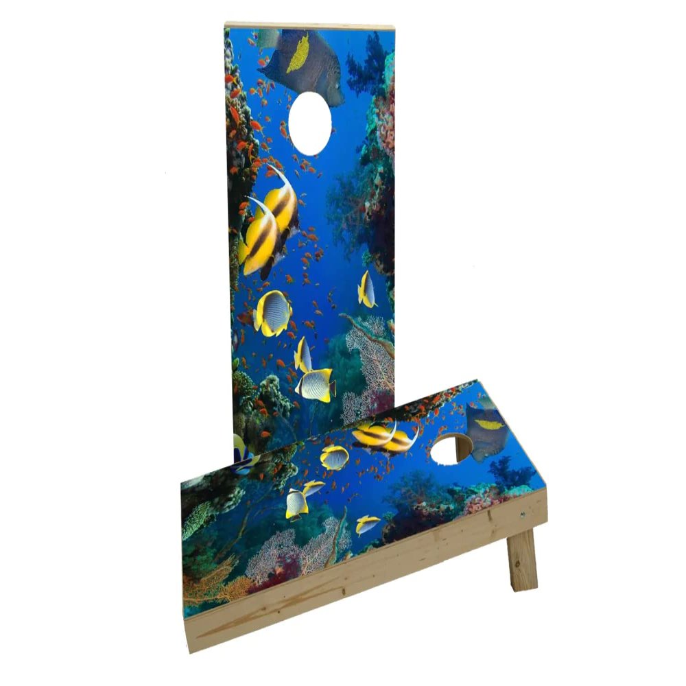 Coral Reef with Tropical Fish Custom Cornhole Board Game Set