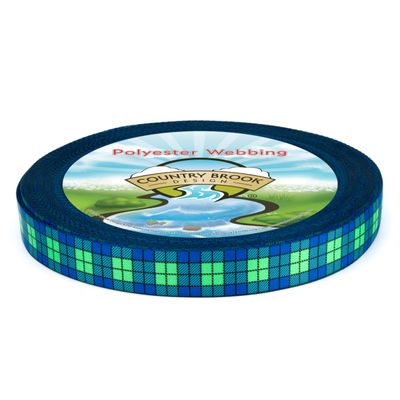 Country Brook Design - Blue and Green Plaid Photo Quality Polyester (1 Inch, 20 Yards)