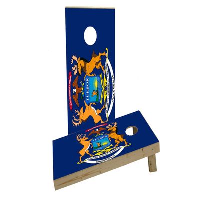 Michigan State Flag Custom Cornhole Board Game Set