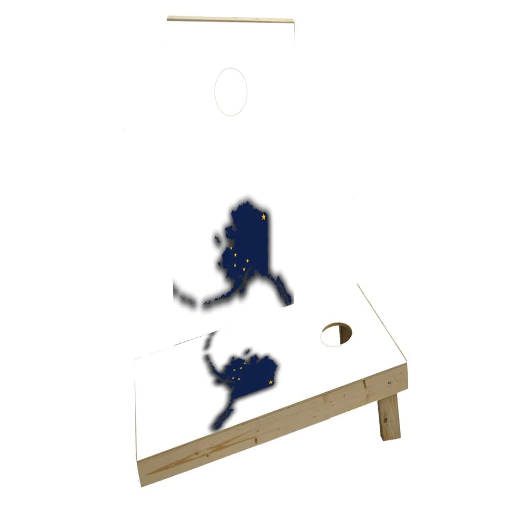 Alaska State Flag Outline (White Background) Custom Cornhole Board Game Set
