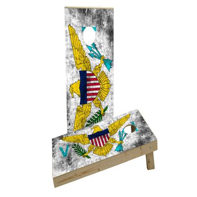 Worn National (Virgin Islands) Flag Custom Cornhole Board Game Set