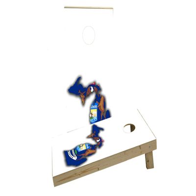 Michigan State Flag Outline (White Background) Custom Cornhole Board Game Set