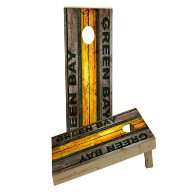 Woodslat Worn Green Bay Football Custom Cornhole Board Game Set