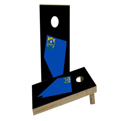Nevada State Flag Outline (Black Background) Custom Cornhole Board Game Set