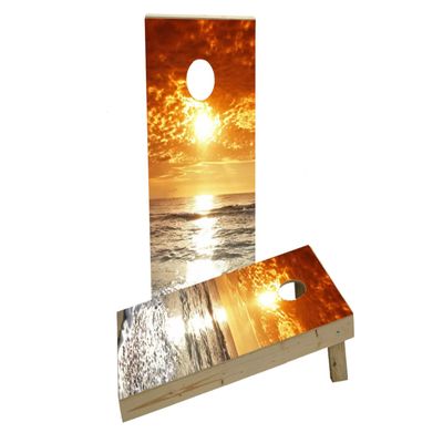 Beach Sunset 2 Custom Cornhole Board Game Set
