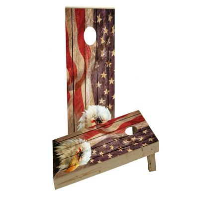 Weathered Woodslatt American Bald Eagle Custom Cornhole Board Game Set