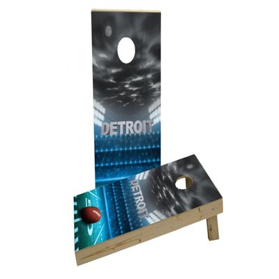 Detroit Football Themed Custom Cornhole Board Game Set