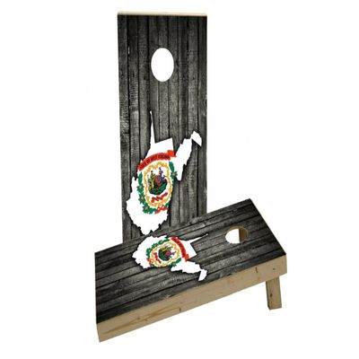 Wood Slate State Flag & Map (West Virginia) Custom Cornhole Board Game Set