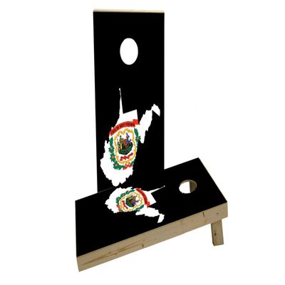 West Virginia State Flag Outline (Black Background) Custom Cornhole Board Game Set