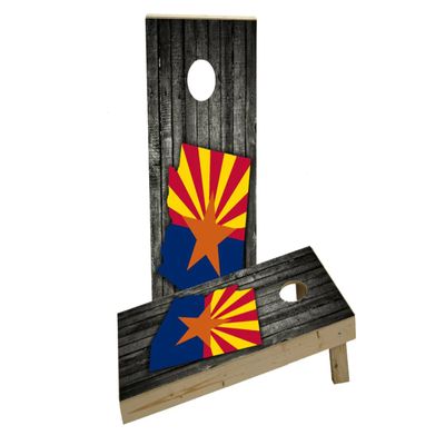 Wood Slate State Flag & Map (Arizona) Custom Cornhole Board Game Set