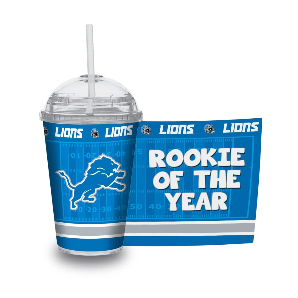 Rico Industries NFL Football Detroit Lions 12oz Team Color Laser Engraved Youth Plastic Tumbler