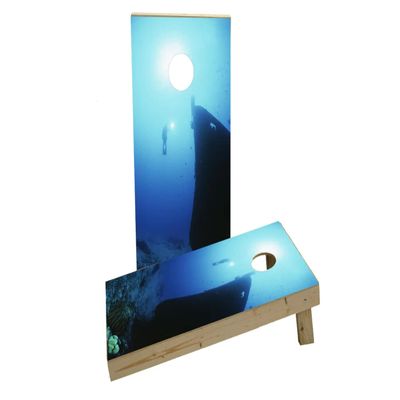 Shipwreck Scuba Dive Custom Cornhole Board Game Set