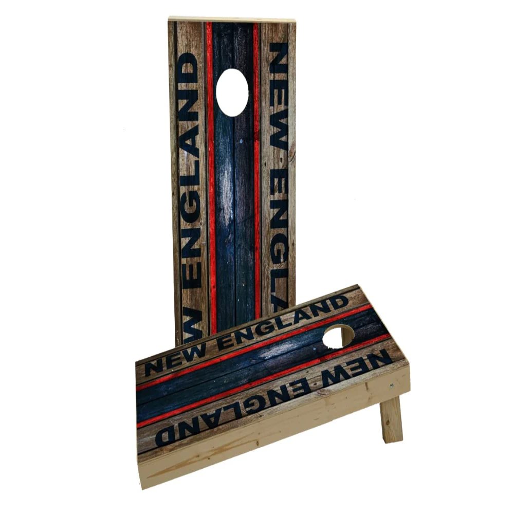 Woodslat Worn New England Football Custom Cornhole Board Game Set