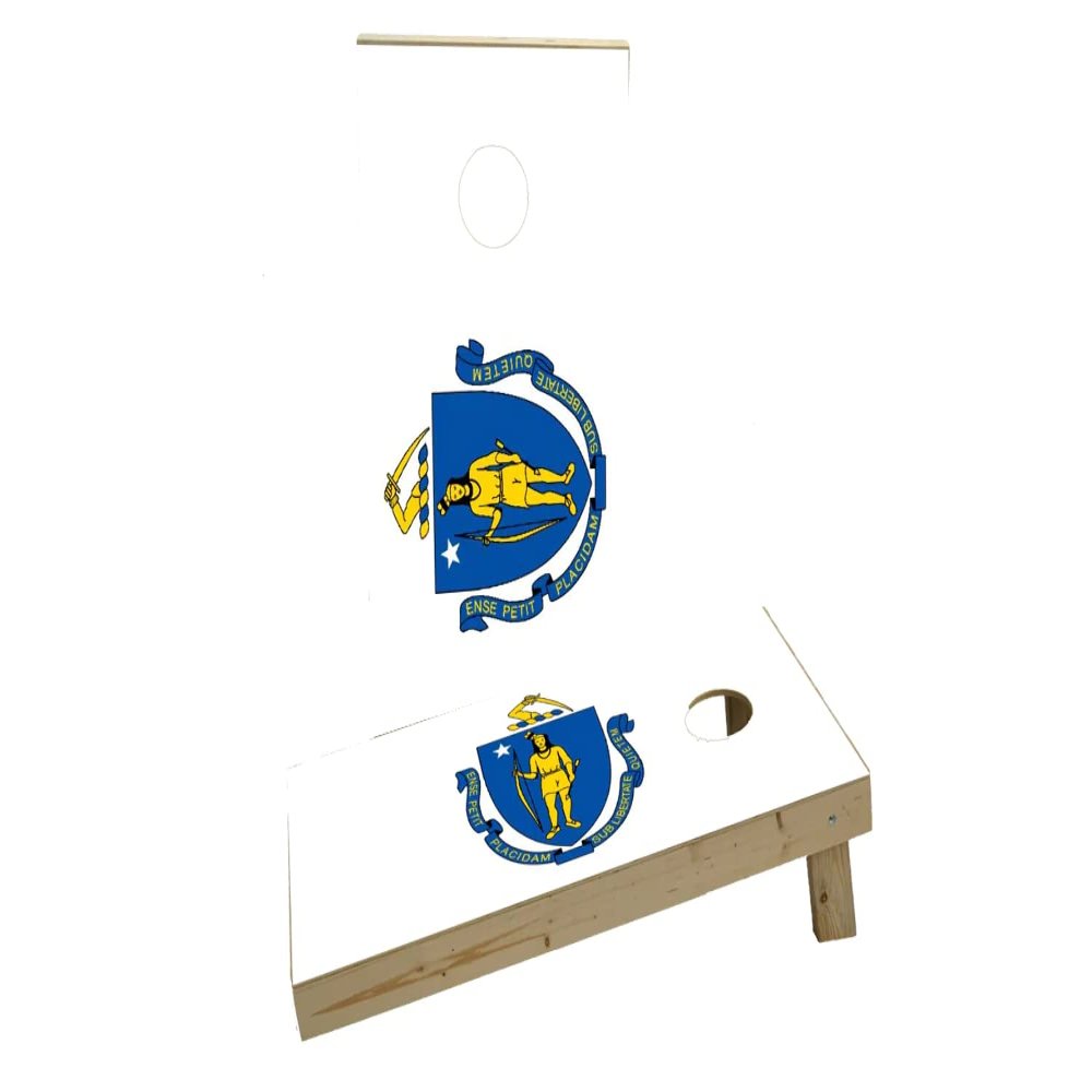 Massachusetts State Flag Custom Cornhole Board Game Set
