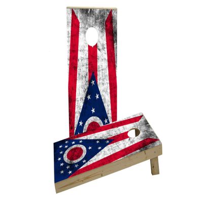 Worn State (Ohio) Flag Custom Cornhole Board Game Set