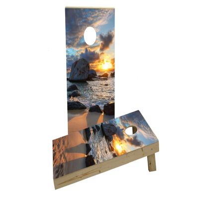 Beach Sunset Custom Cornhole Board Game Set
