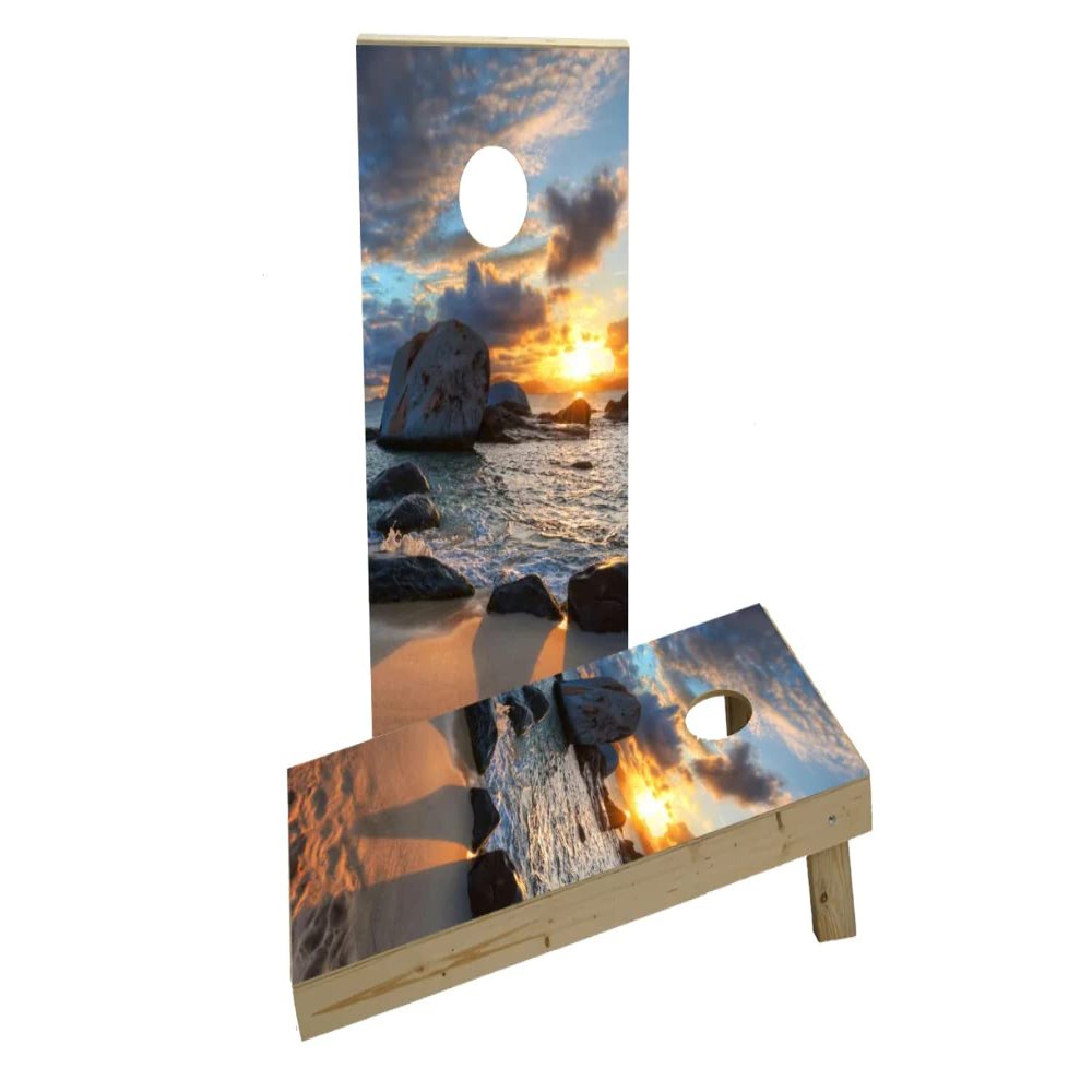 Beach Sunset Custom Cornhole Board Game Set