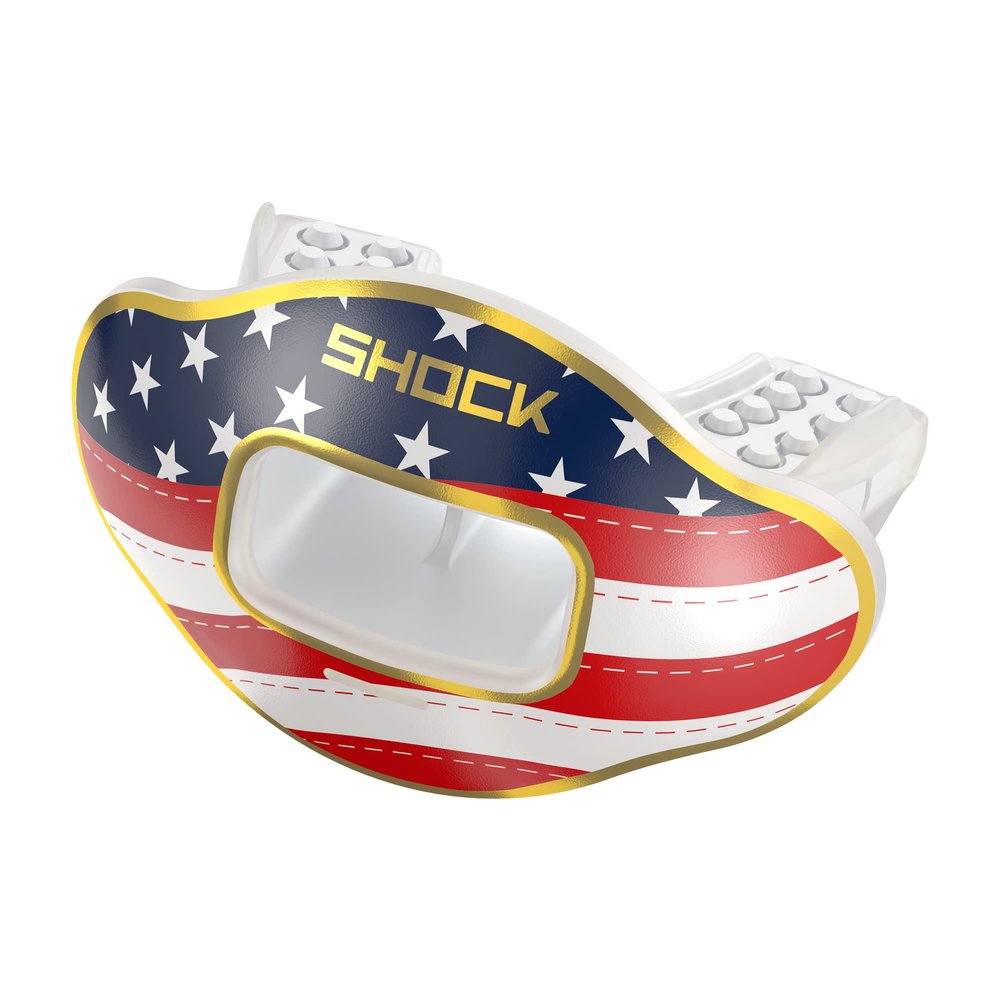 Shock Doctor Football Lip Guard Mouthpiece with Strap Breathable, Wide Opening Adult & Youth OSFA