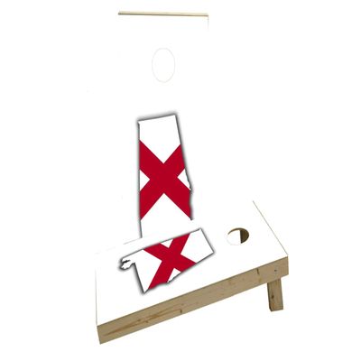 Alabama State Flag Outline (White Background) Custom Cornhole Board Game Set
