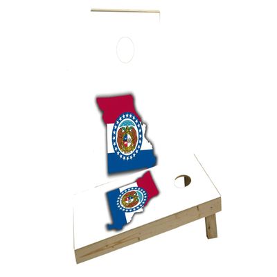 Missouri State Flag Outline (White Background) Custom Cornhole Board Game Set