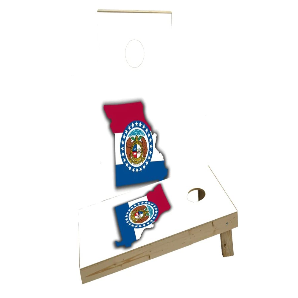Missouri State Flag Outline (White Background) Custom Cornhole Board Game Set