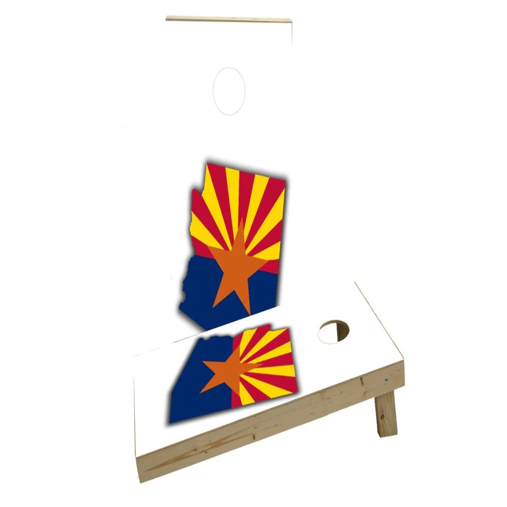 Arizona State Flag Outline (White Background) Custom Cornhole Board Game Set