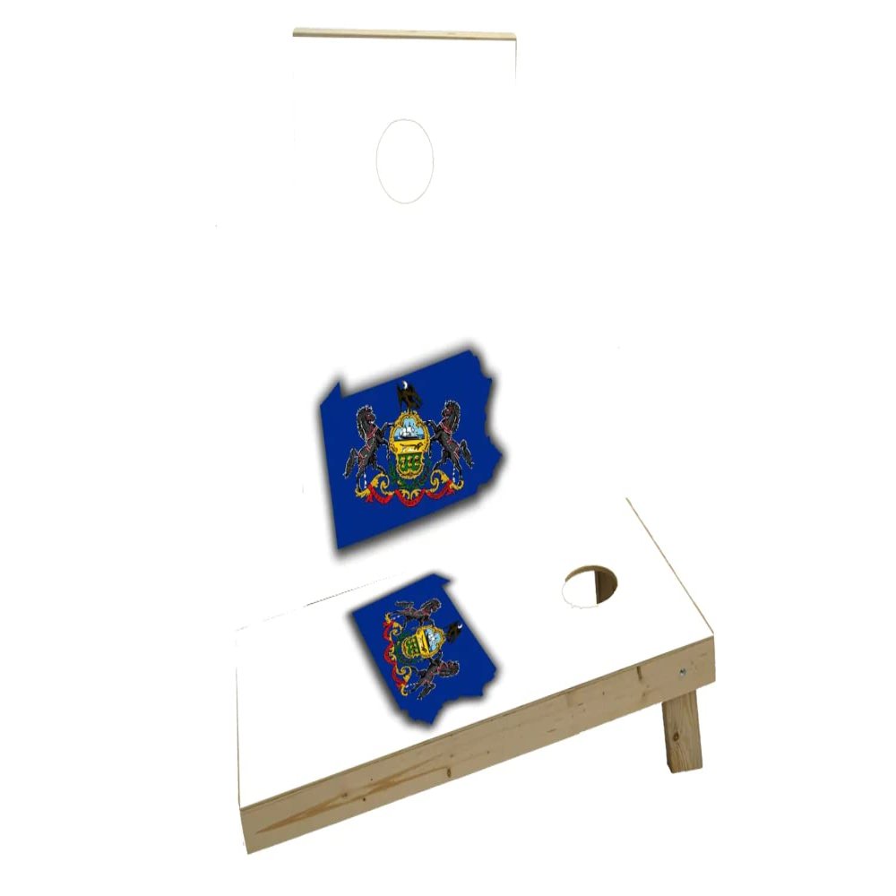 Pennsylvania State Flag Outline (White Background) Custom Cornhole Board Game Set