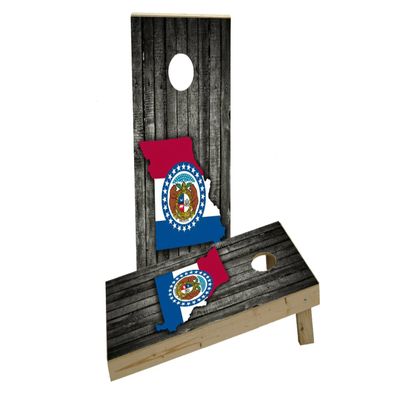 Wood Slate State Flag & Map (Missouri) Custom Cornhole Board Game Set