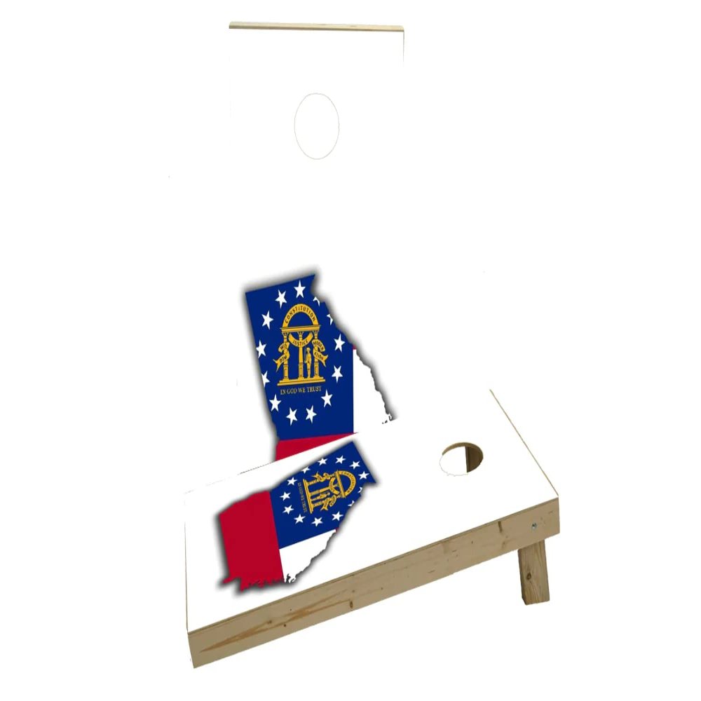 Georgia State Flag Outline (White Background) Custom Cornhole Board Game Set