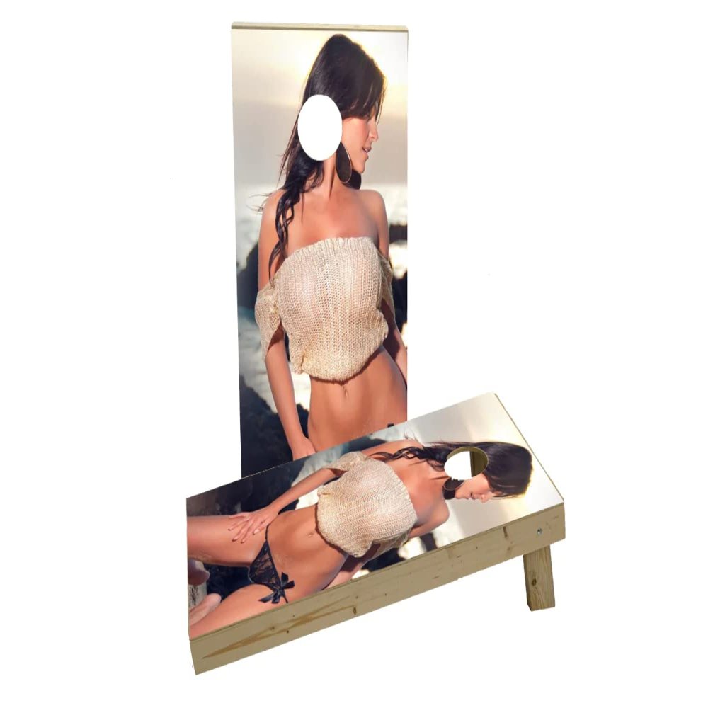 Beach Model in Sweater Custom Cornhole Board Game Set