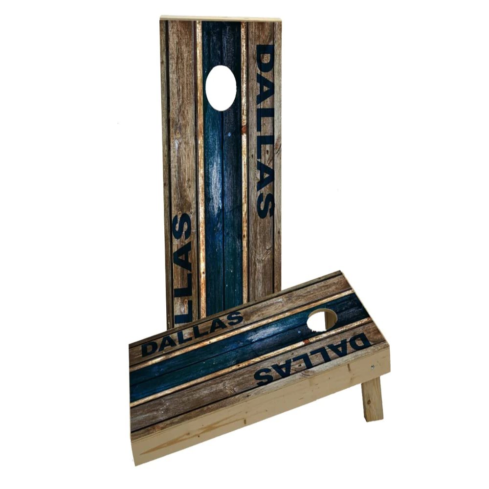 Woodslat Worn Dallas Football Custom Cornhole Board Game Set