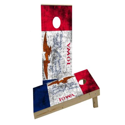 Worn State (Iowa) Flag Custom Cornhole Board Game Set