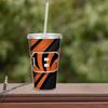 Rico Industries NFL Football Cincinnati Bengals NFL Football Team 16oz Clear Tumbler W/Straw view 3
